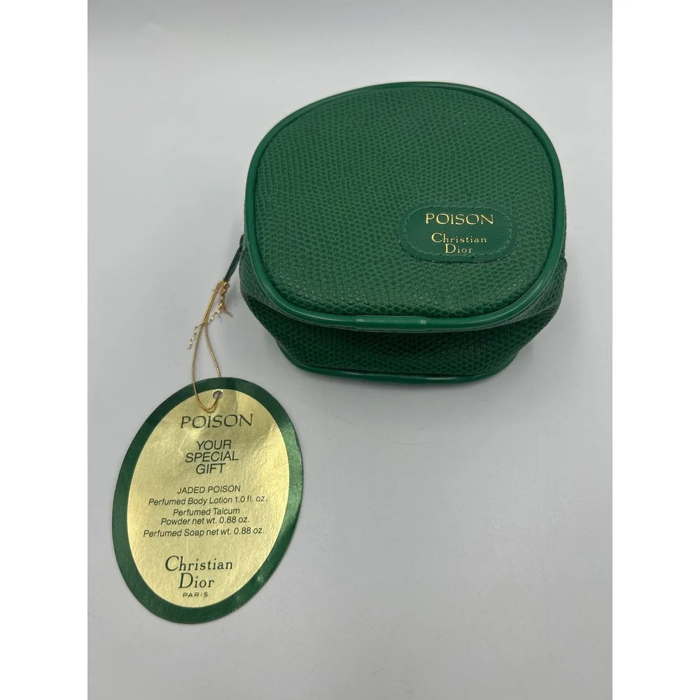 Christian Dior Poison Vintage Green Pebbled Cosmetic Bag Pouch Special Gift 1985